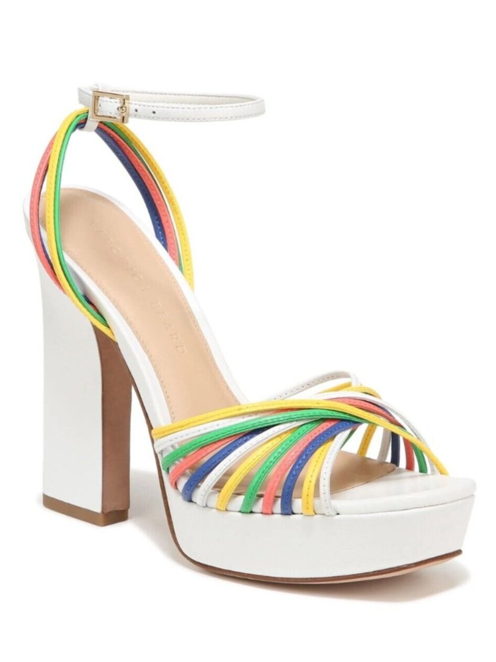 Veronica Beard Fletcher Women's Leather Platform Heels Sandals Multi Size 9